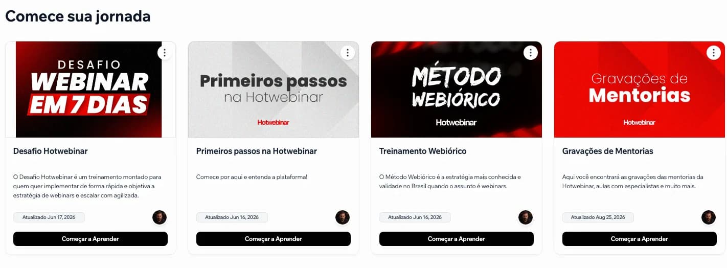 Start your journey: Hotwebinar Challenge, First steps on Hotwebinar, Webiórico Training and Mentorship Recordings